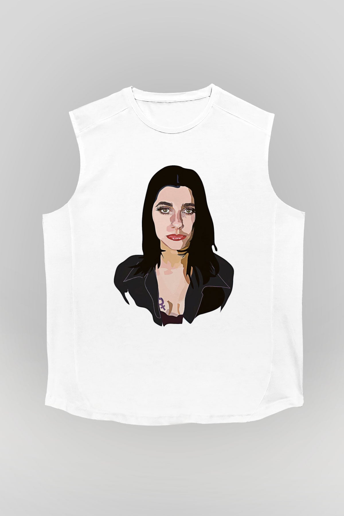 Pj Harvey Baskılı Beyaz Unisex Kolsuz Tişört - Tshirt