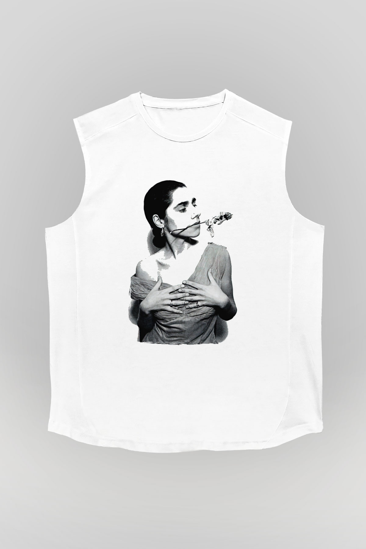 Pj Harvey Baskılı Beyaz Unisex Kolsuz Tişört - Tshirt