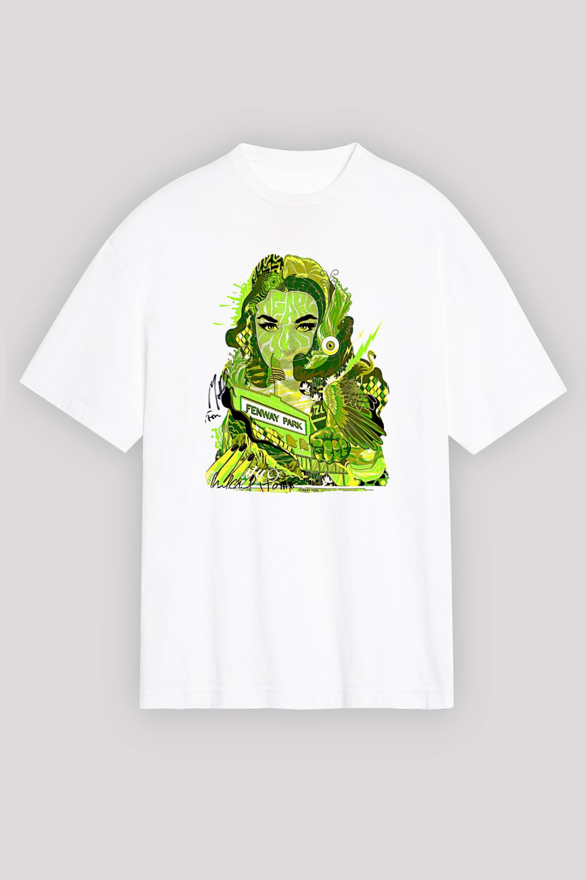 Pj Harvey Baskılı Beyaz Unisex Oversize Tişört - Tshirt
