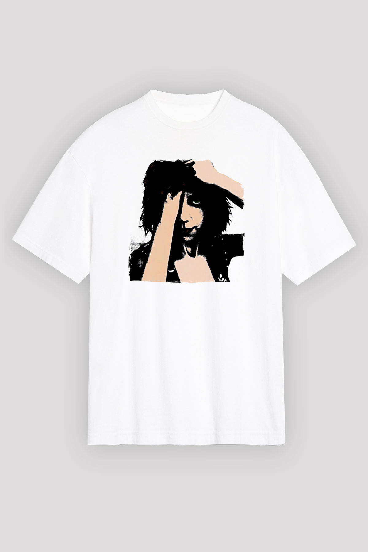Pj Harvey Baskılı Beyaz Unisex Oversize Tişört - Tshirt