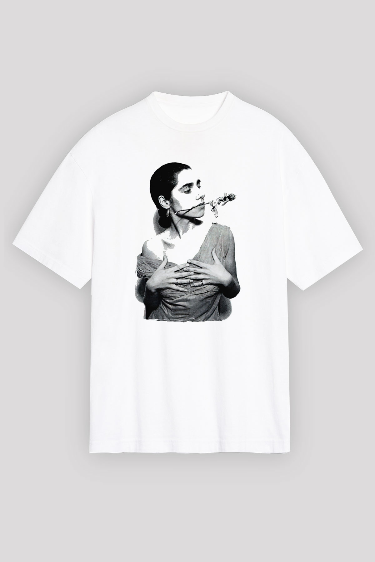 Pj Harvey Baskılı Beyaz Unisex Oversize Tişört - Tshirt