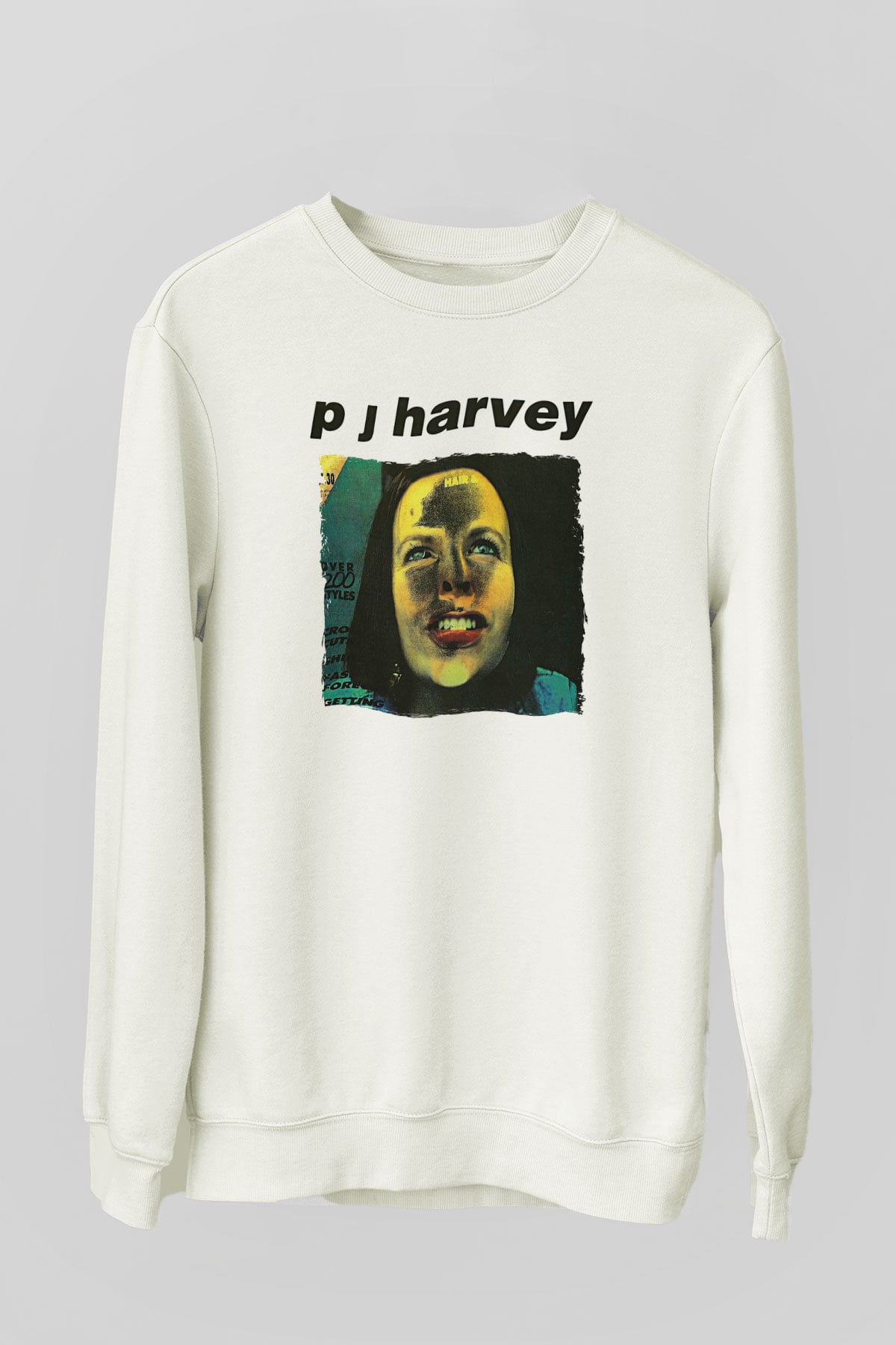 Pj Harvey Baskılı Beyaz Unisex Sweatshirt