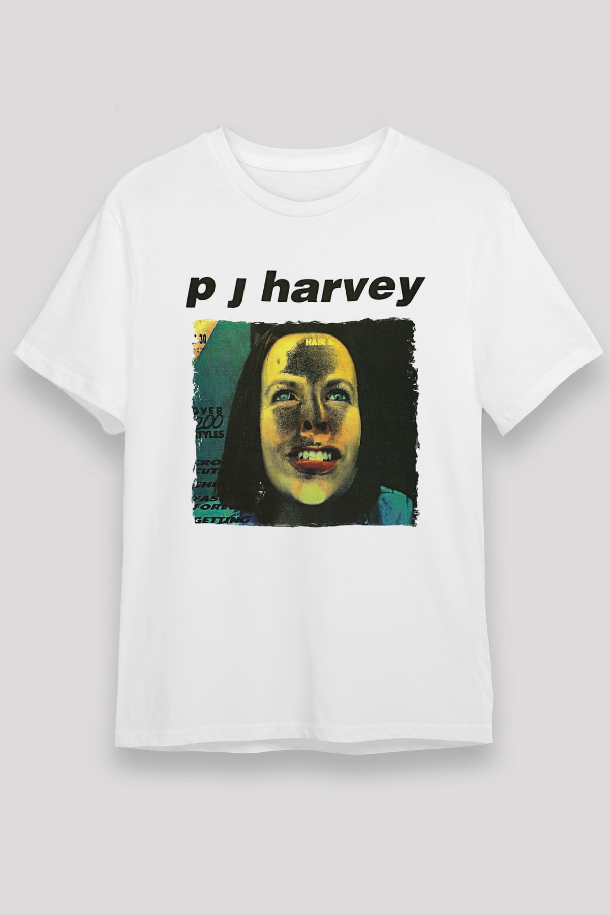 Pj Harvey Baskılı Unisex Beyaz Tişört - Tshirt