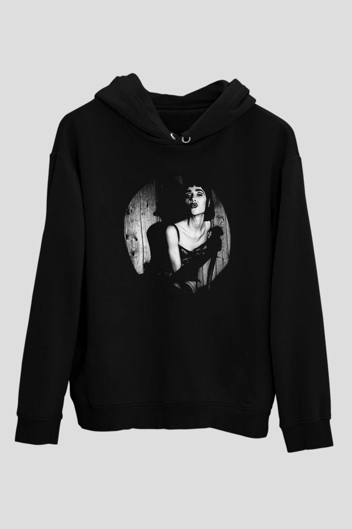 Pj Harvey Baskılı Unisex Siyah Kapüşonlu Sweatshirt