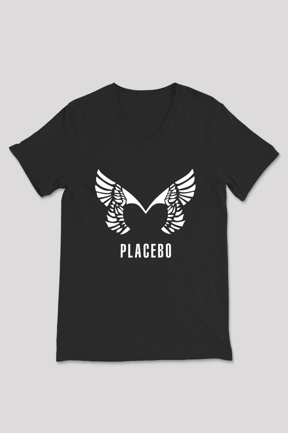 Placebo Siyah Unisex V Yaka Tişört T-Shirt