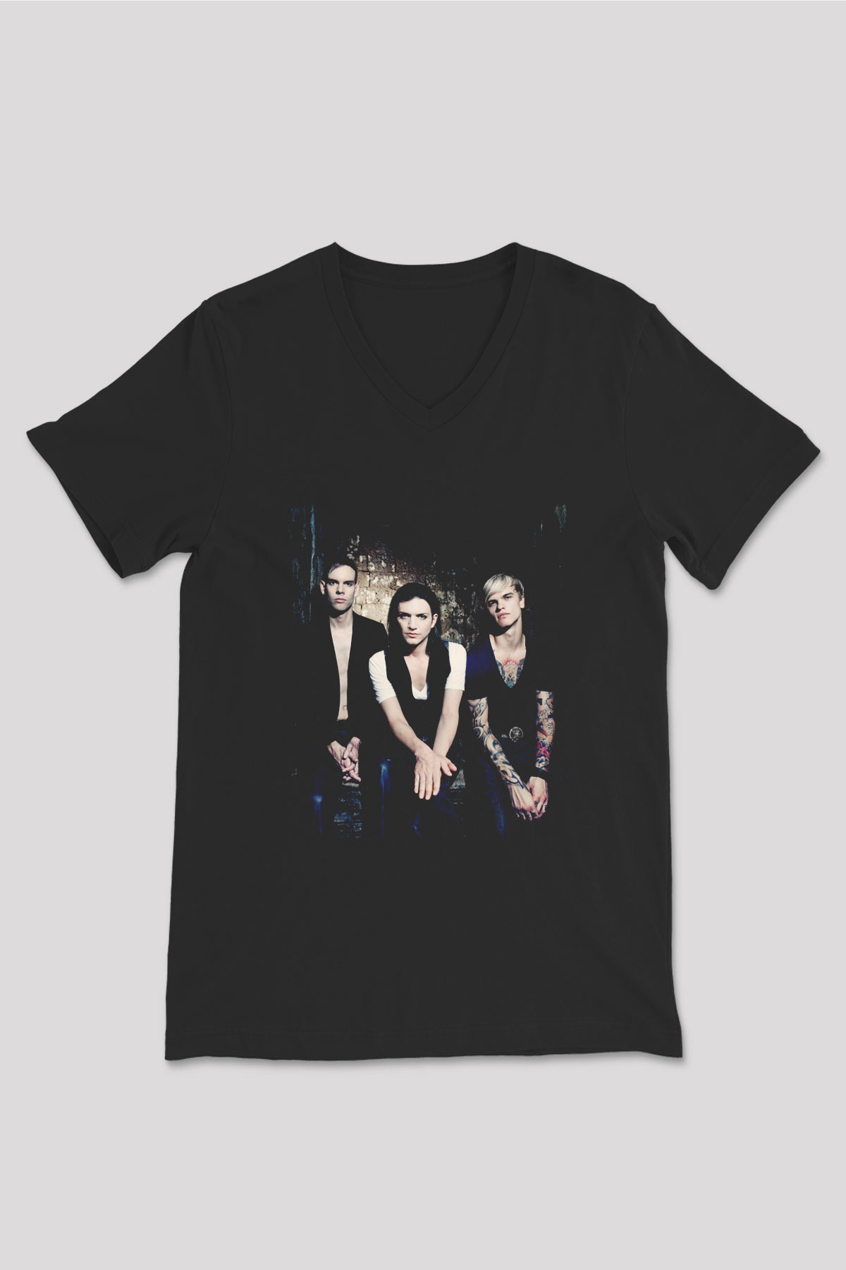 Placebo Siyah Unisex V Yaka Tişört T-Shirt