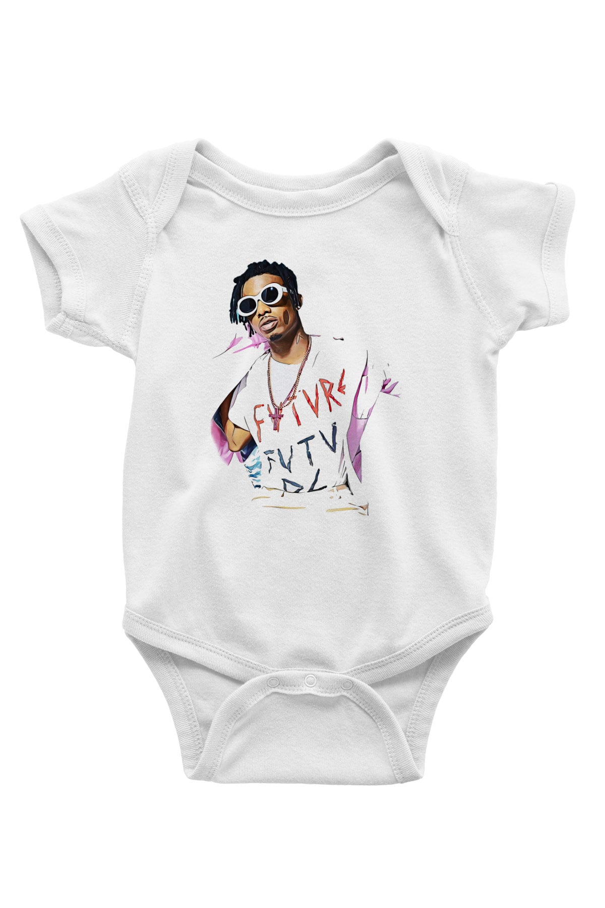 Playboi Carti Baskılı Beyaz Unisex Bebek Body - Zıbın