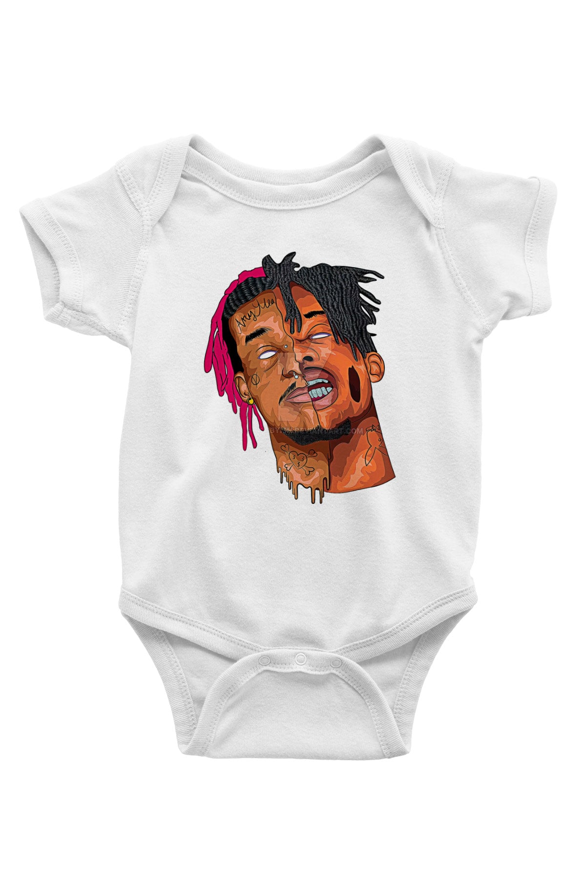 Playboi Carti Baskılı Beyaz Unisex Bebek Body - Zıbın