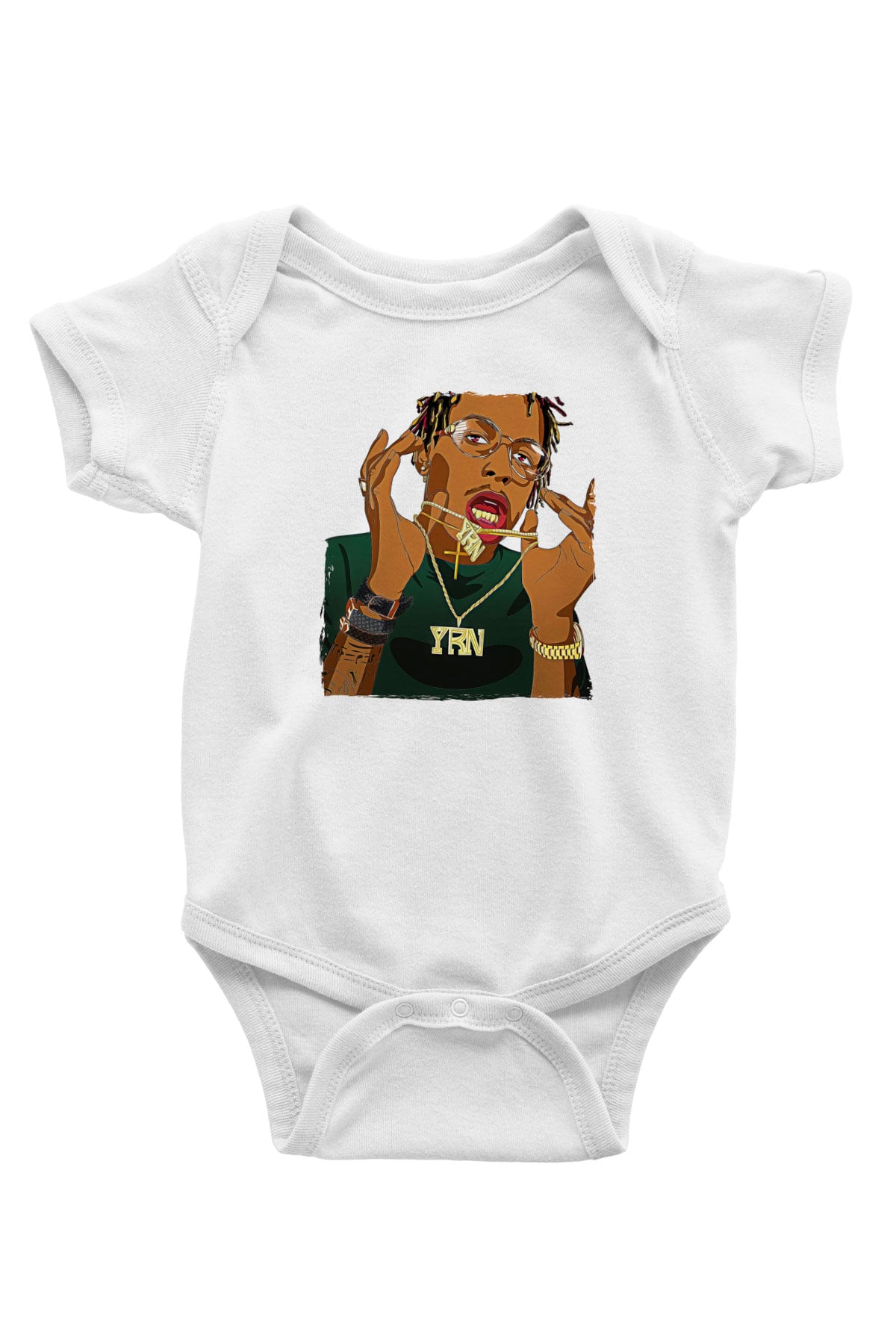 Playboi Carti Baskılı Beyaz Unisex Bebek Body - Zıbın