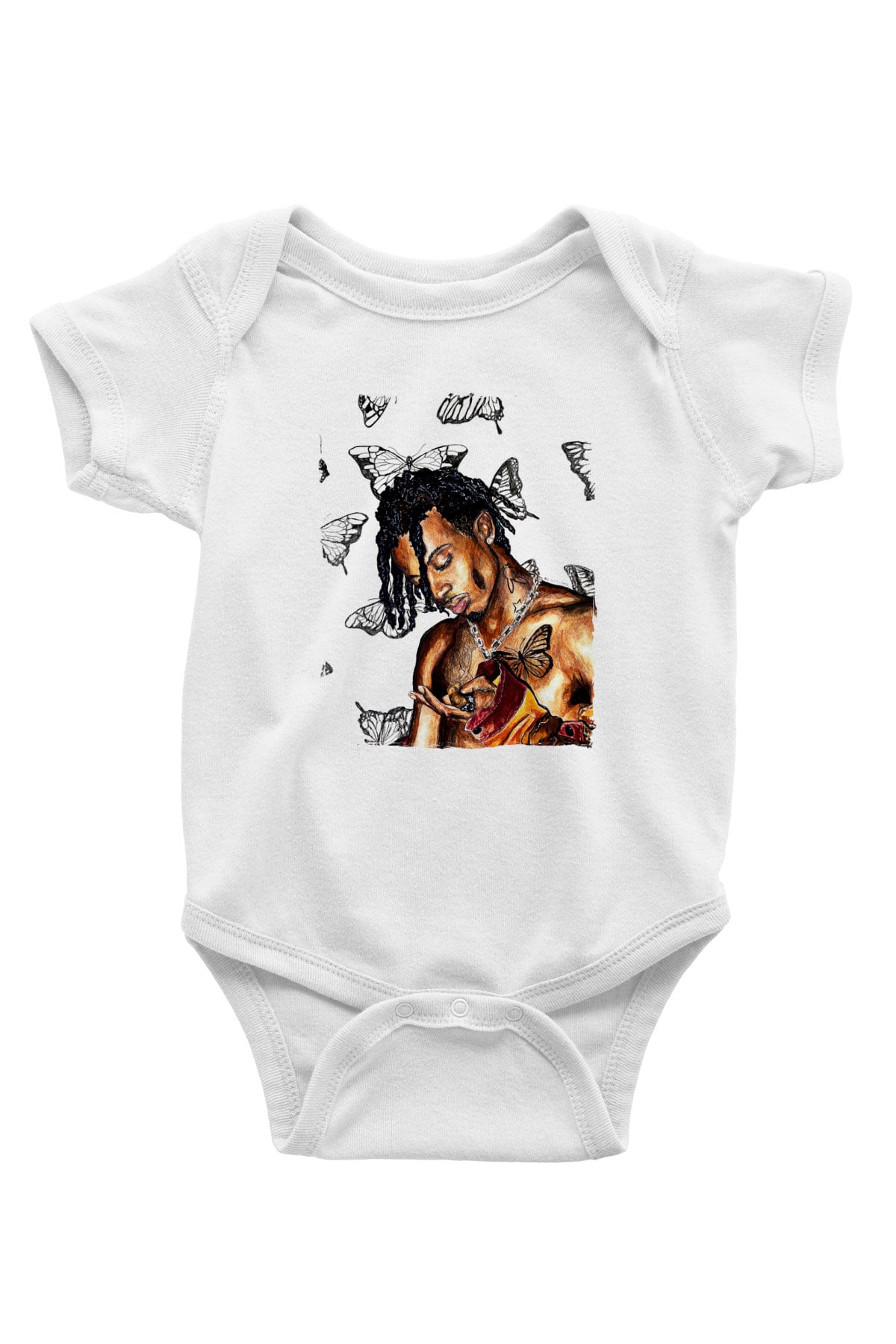 Playboi Carti Baskılı Beyaz Unisex Bebek Body - Zıbın