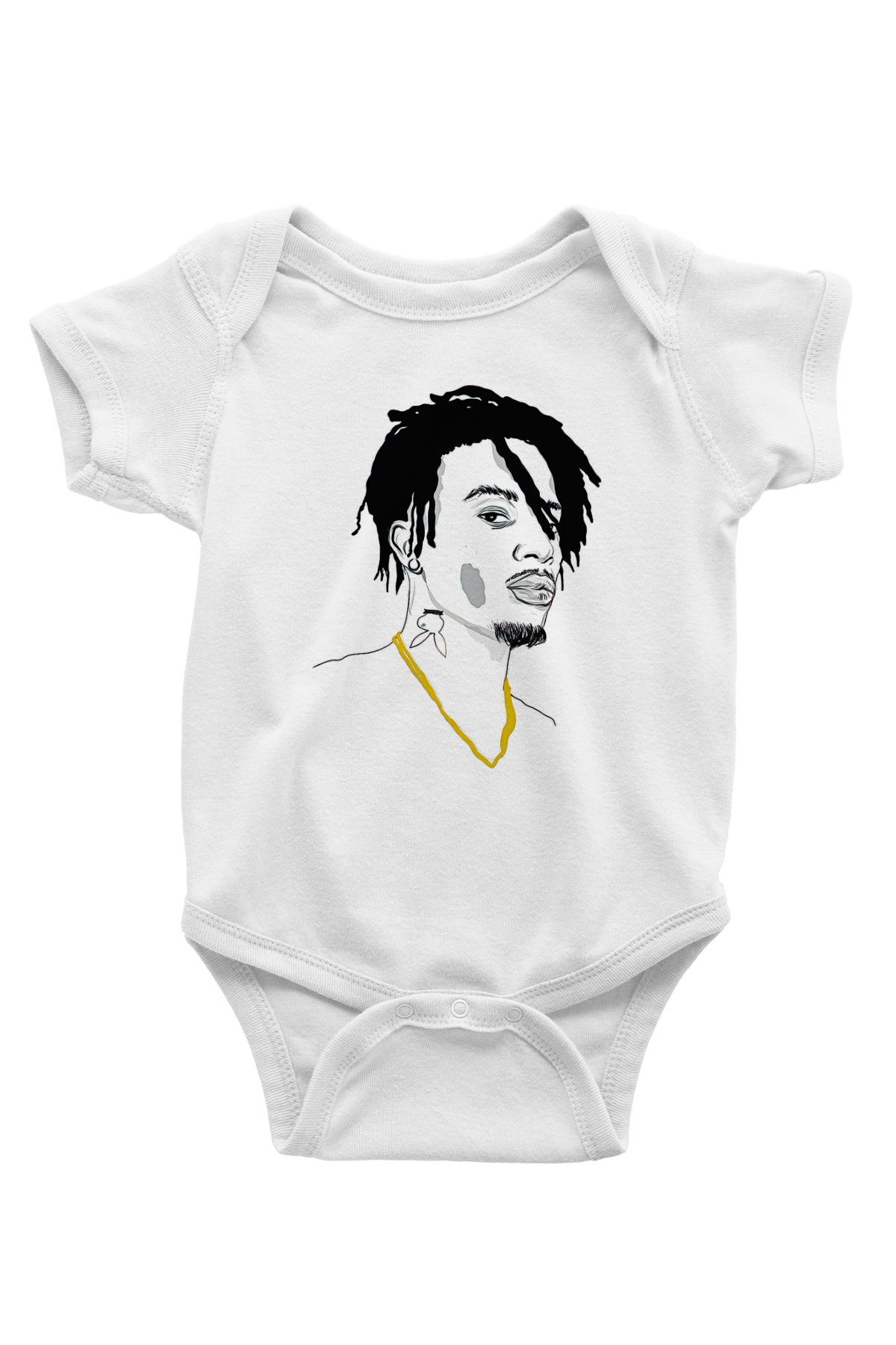 Playboi Carti Baskılı Beyaz Unisex Bebek Body - Zıbın