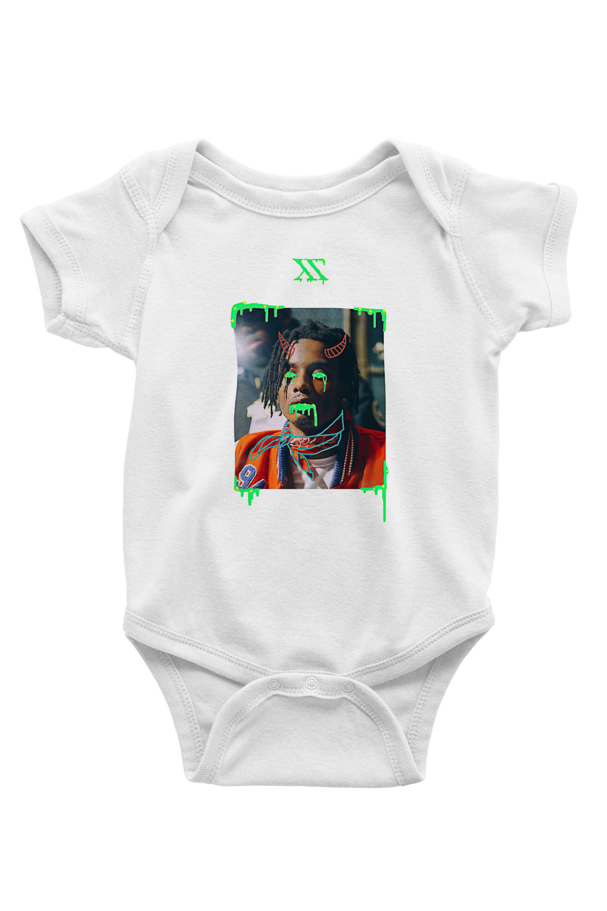 Playboi Carti Baskılı Beyaz Unisex Bebek Body - Zıbın