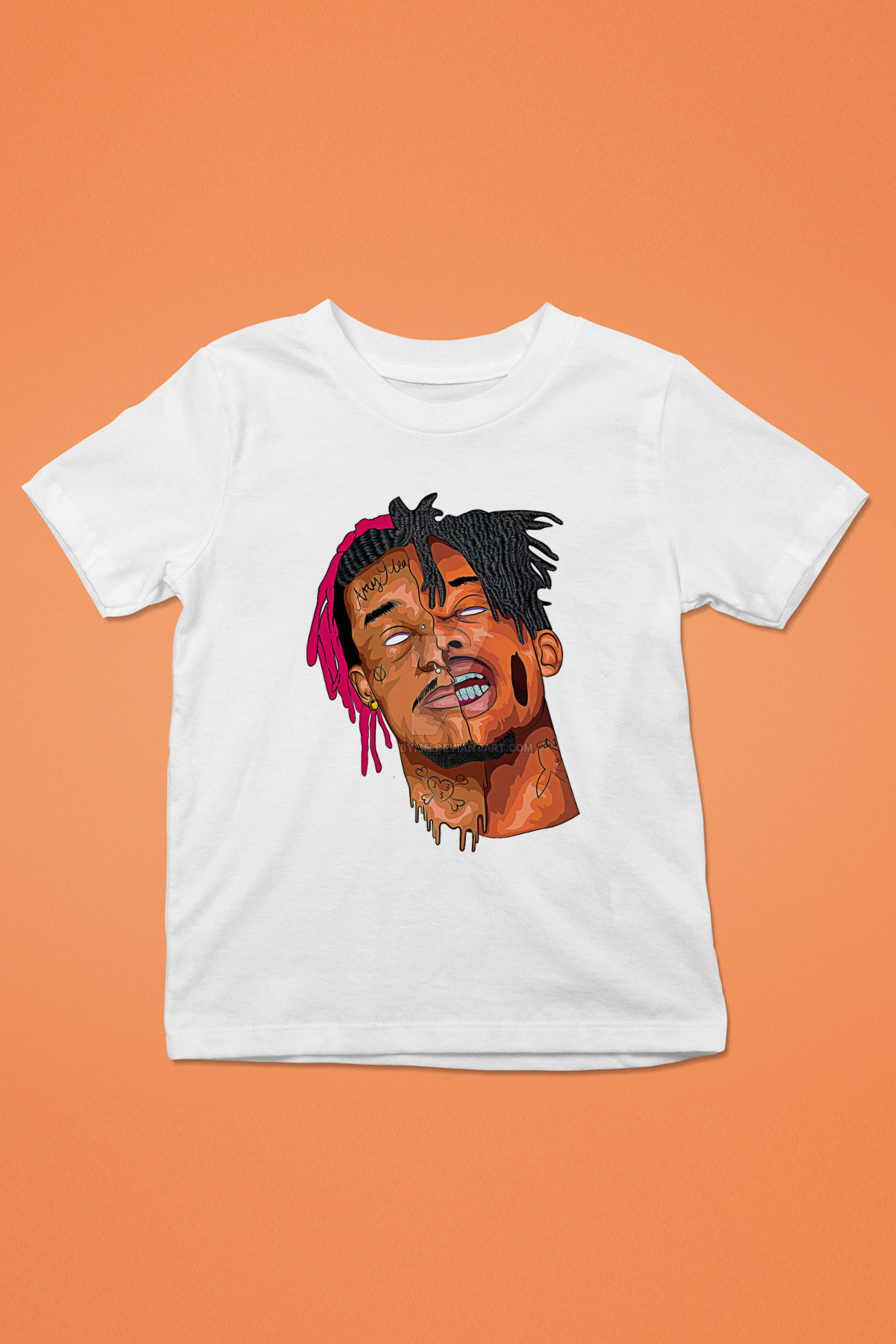 Playboi Carti Baskılı Beyaz Unisex Beyaz Çocuk Tişört - Tshirt