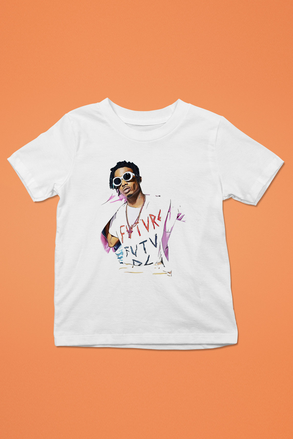 Playboi Carti Baskılı Beyaz Unisex Beyaz Çocuk Tişört - Tshirt