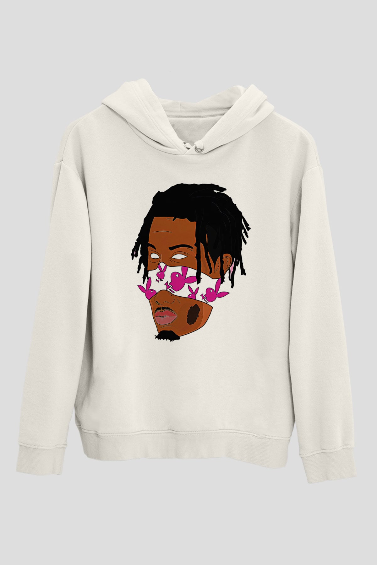 Playboi Carti Baskılı Beyaz Unisex Kapüşonlu Sweatshirt