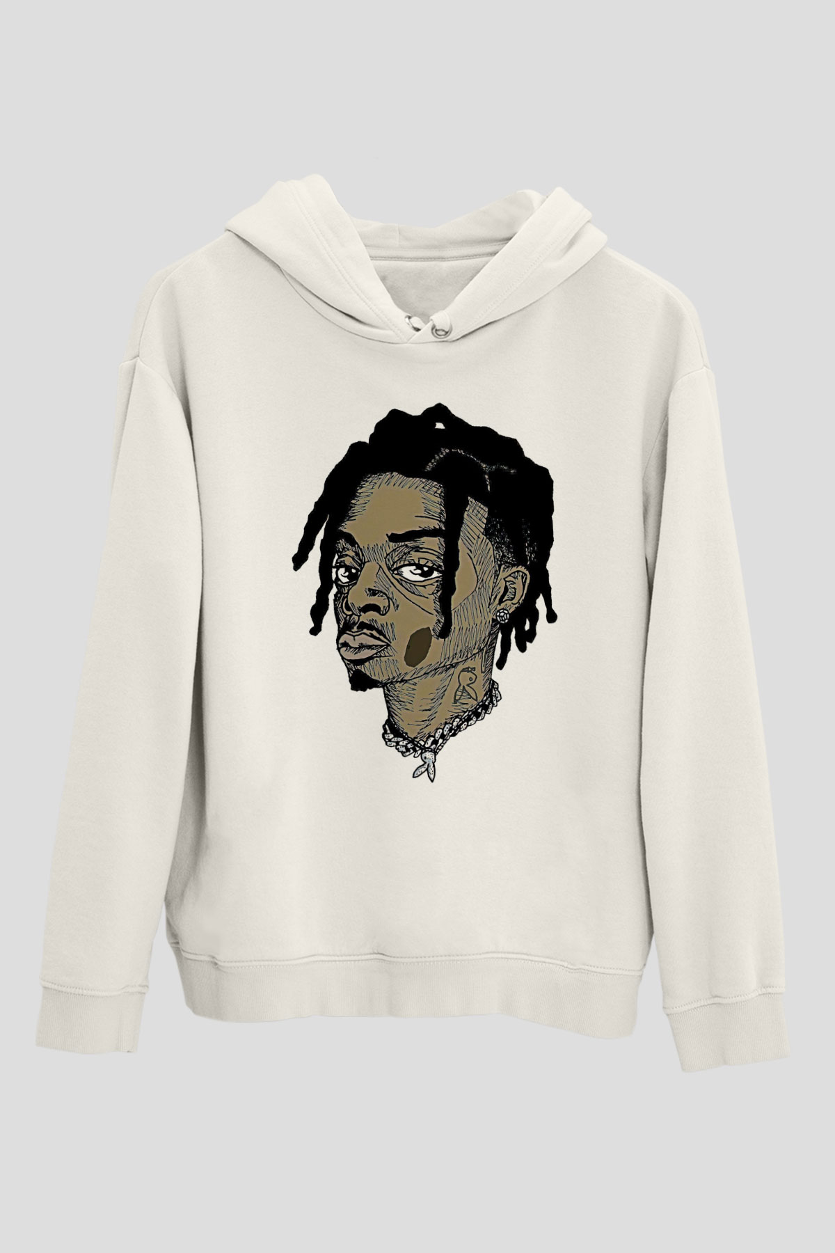 Playboi Carti Baskılı Beyaz Unisex Kapüşonlu Sweatshirt