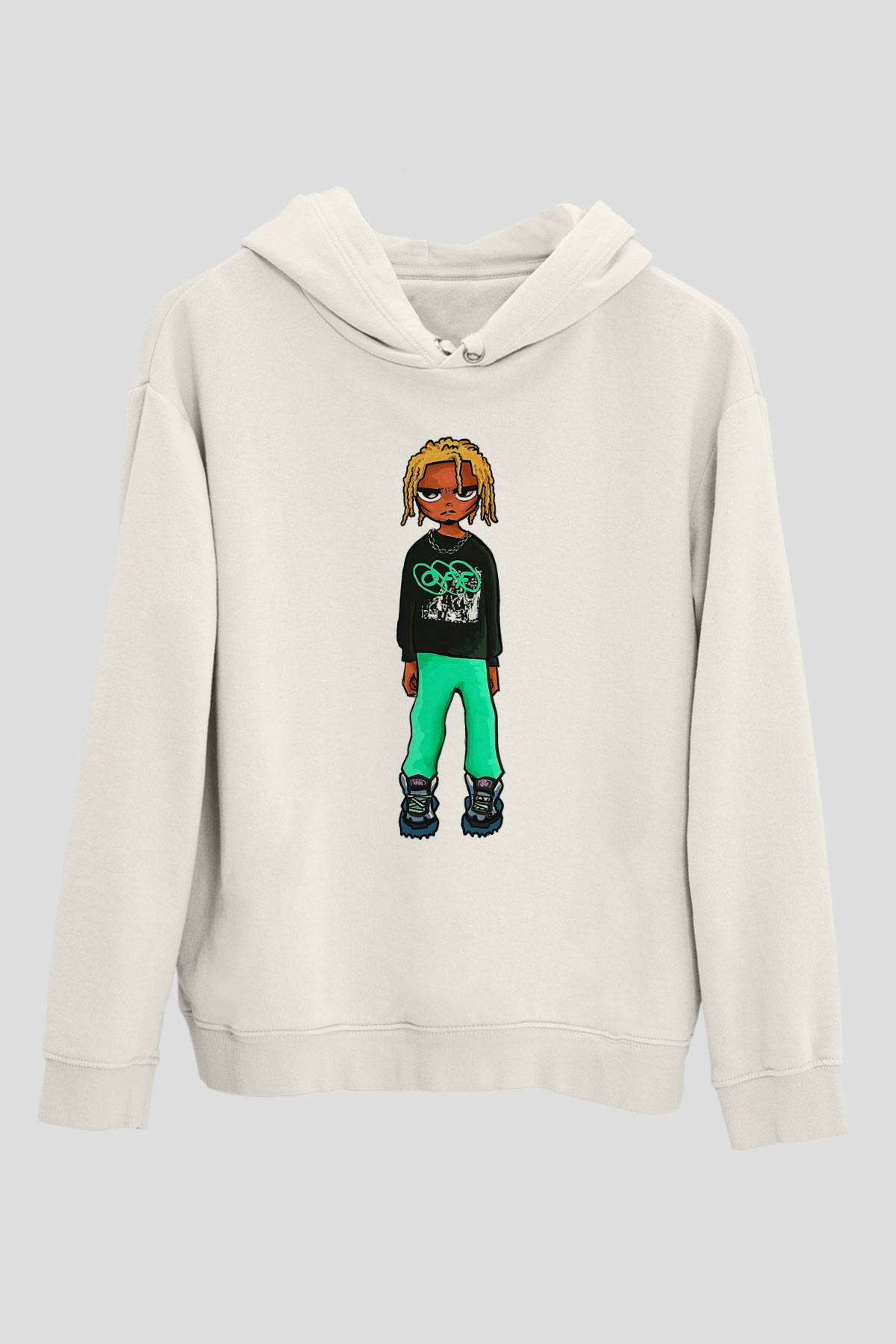 Playboi Carti Baskılı Beyaz Unisex Kapüşonlu Sweatshirt