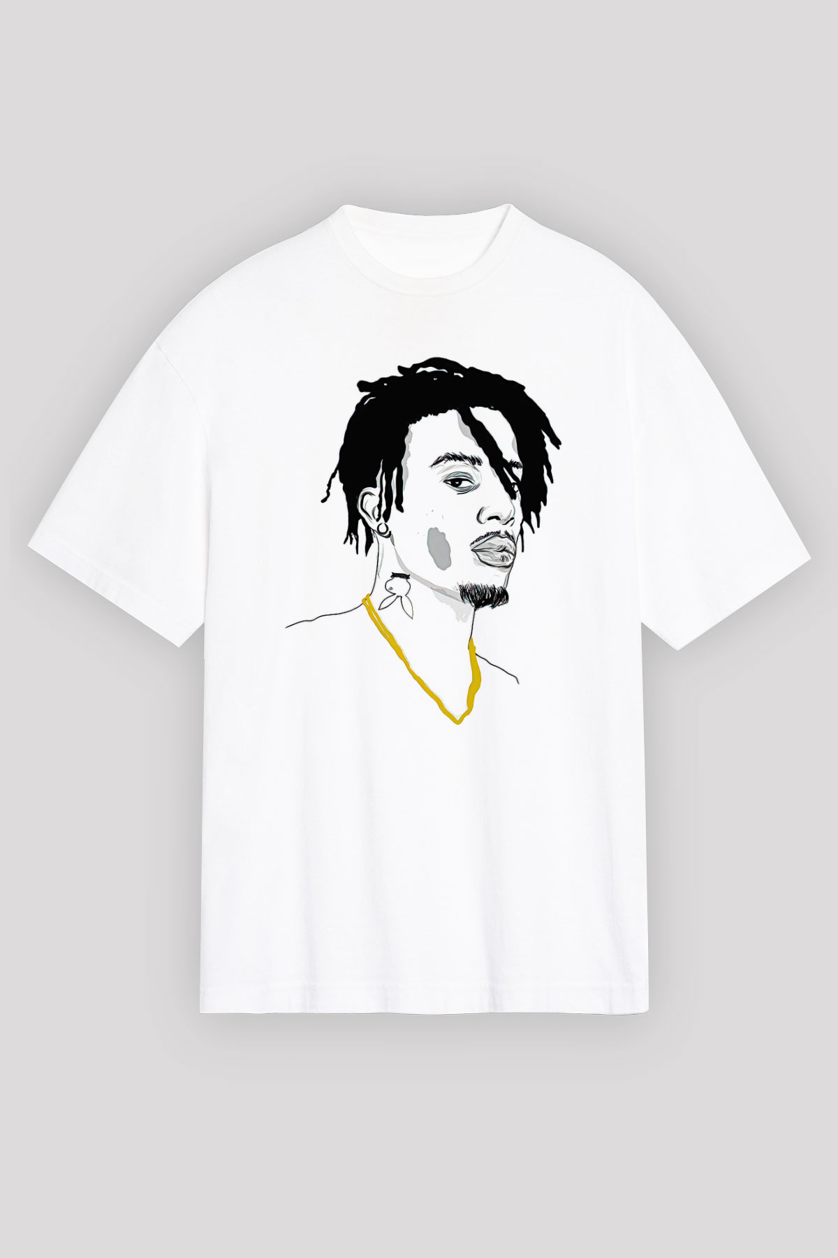 Playboi Carti Baskılı Beyaz Unisex Oversize Tişört - Tshirt