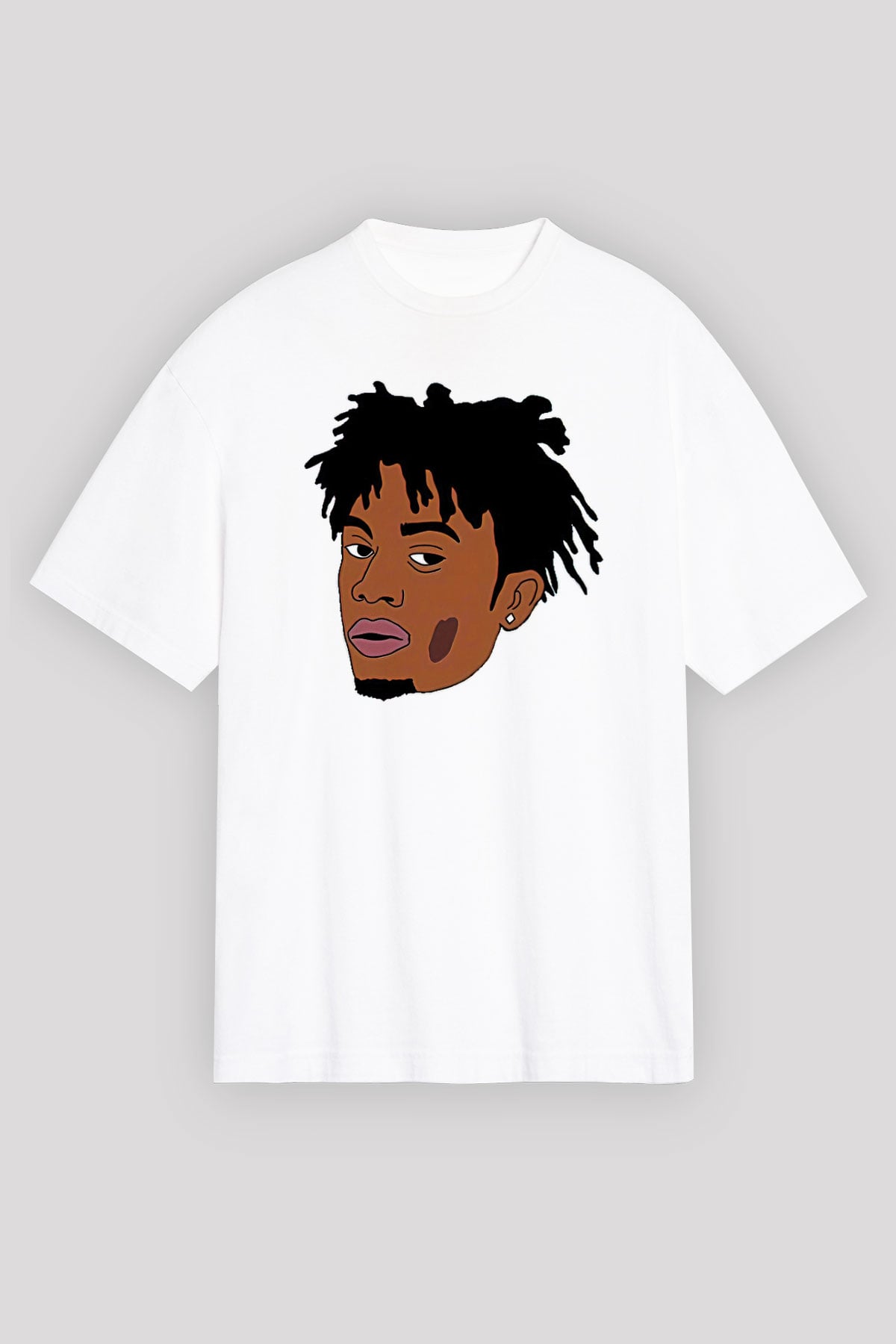 Playboi Carti Baskılı Beyaz Unisex Oversize Tişört - Tshirt
