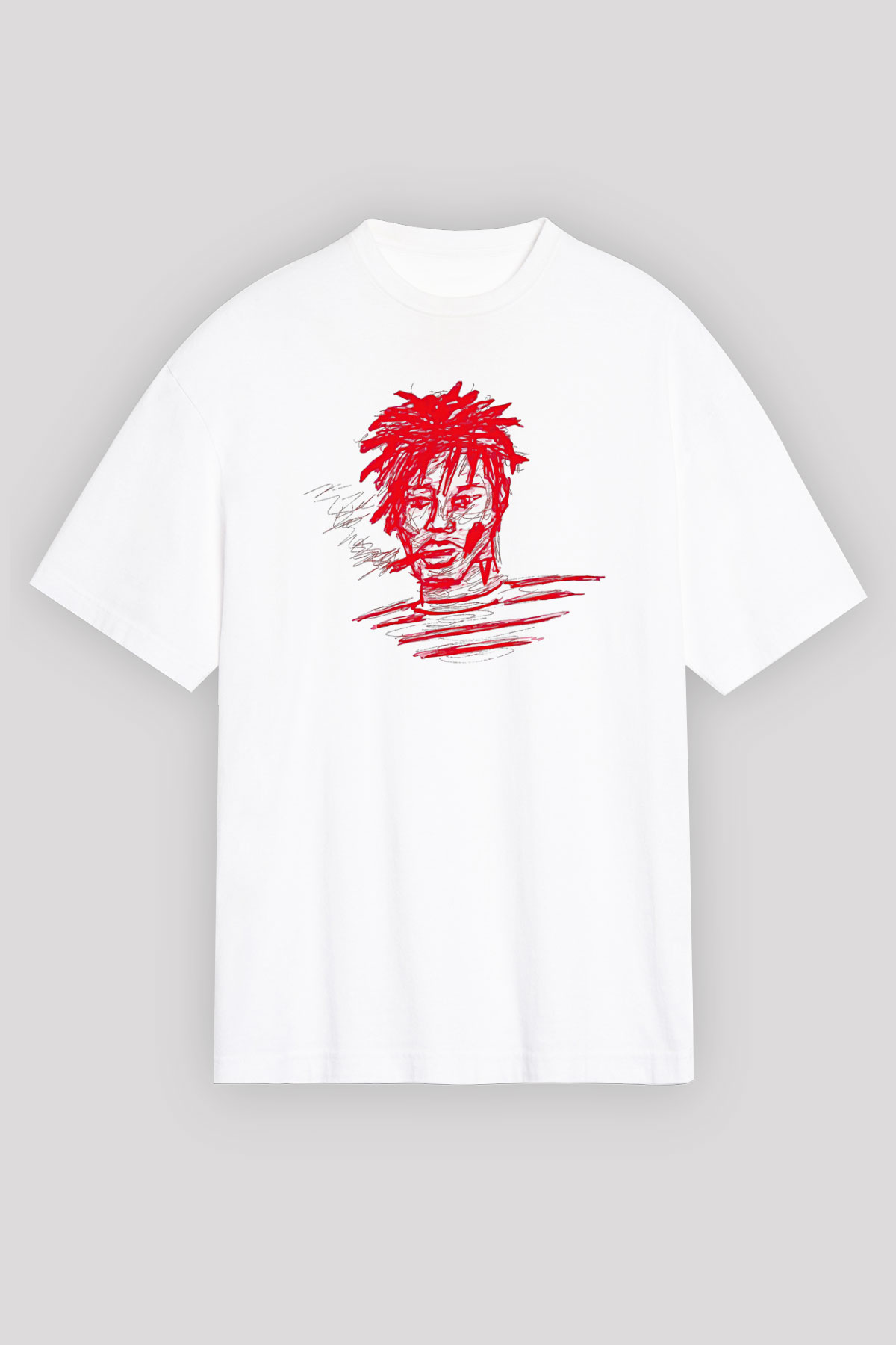 Playboi Carti Baskılı Beyaz Unisex Oversize Tişört - Tshirt