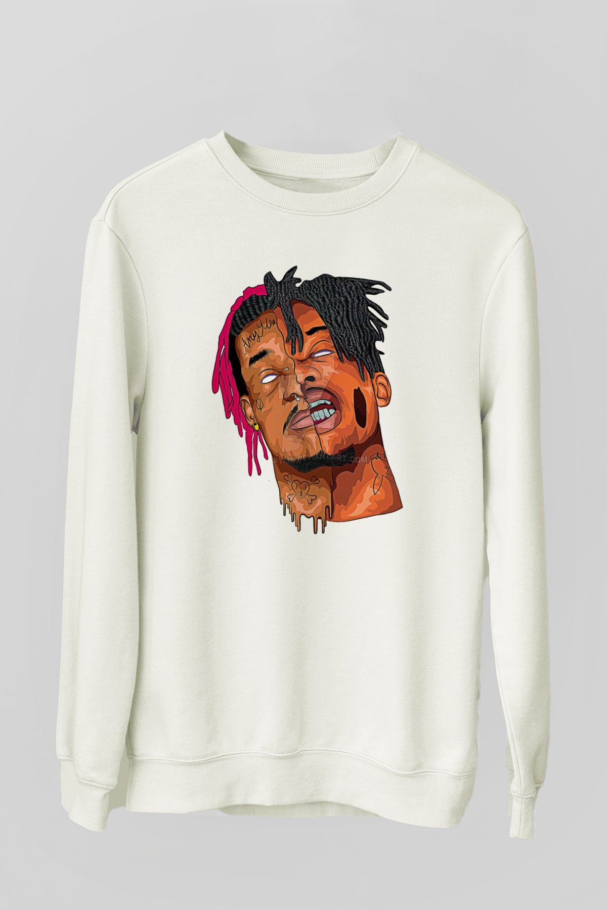 Playboi Carti Baskılı Beyaz Unisex Sweatshirt