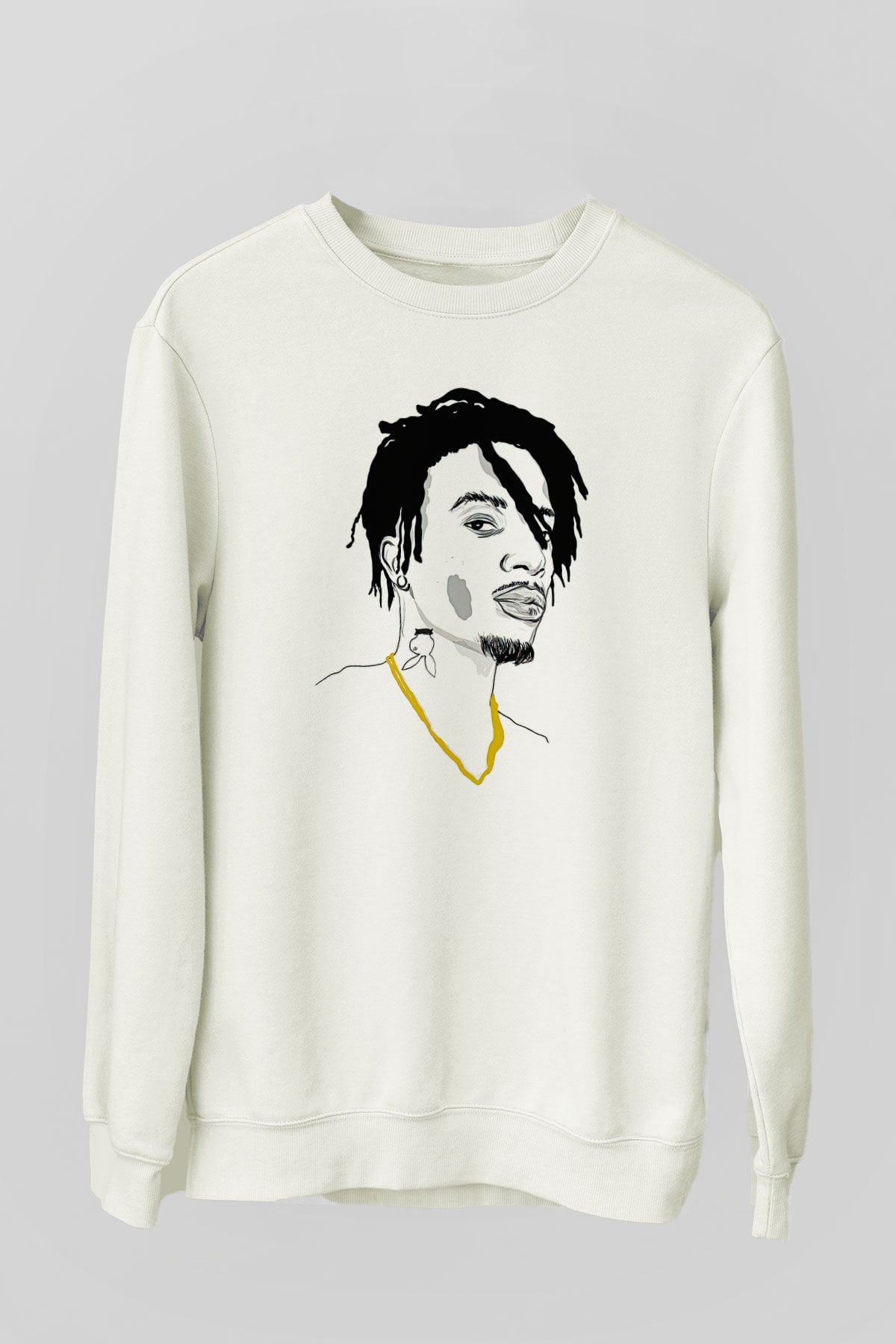 Playboi Carti Baskılı Beyaz Unisex Sweatshirt