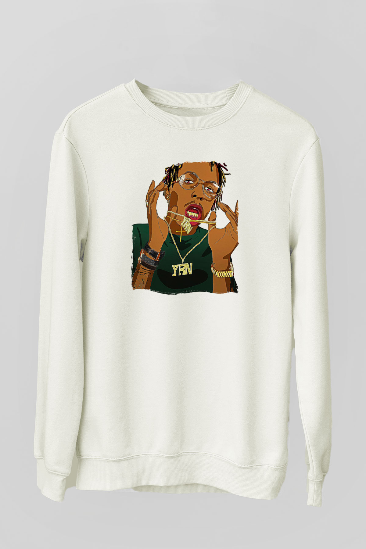 Playboi Carti Baskılı Beyaz Unisex Sweatshirt