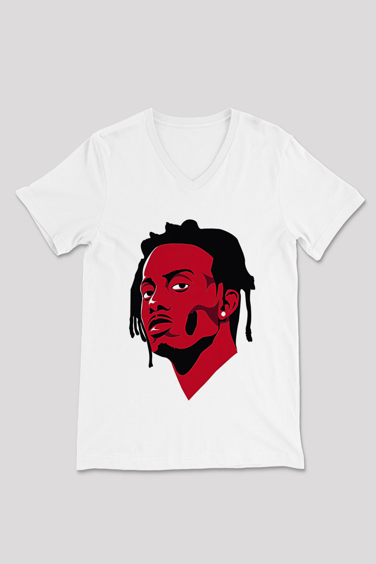 Playboi Carti Baskılı Beyaz Unisex V Yaka Tişört - Tshirt