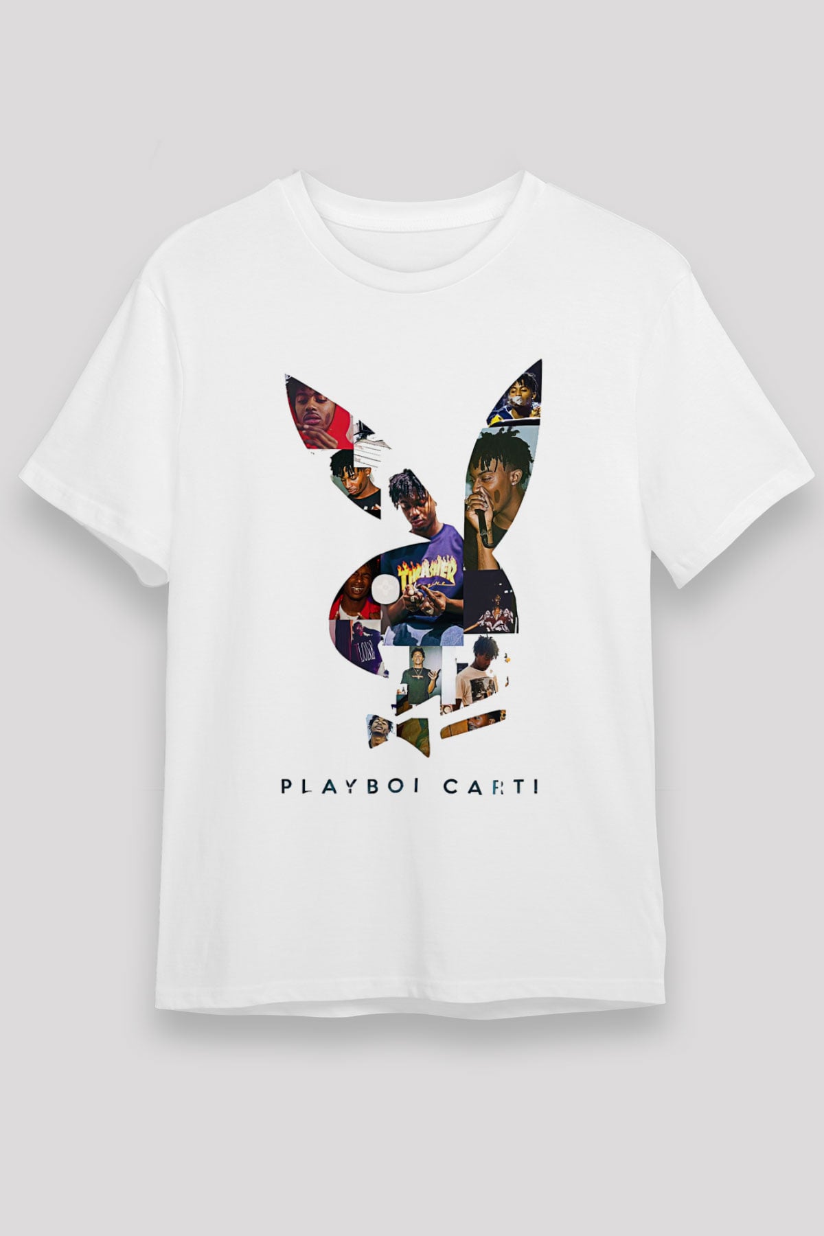 Playboi Carti Baskılı Unisex Beyaz Tişört - Tshirt