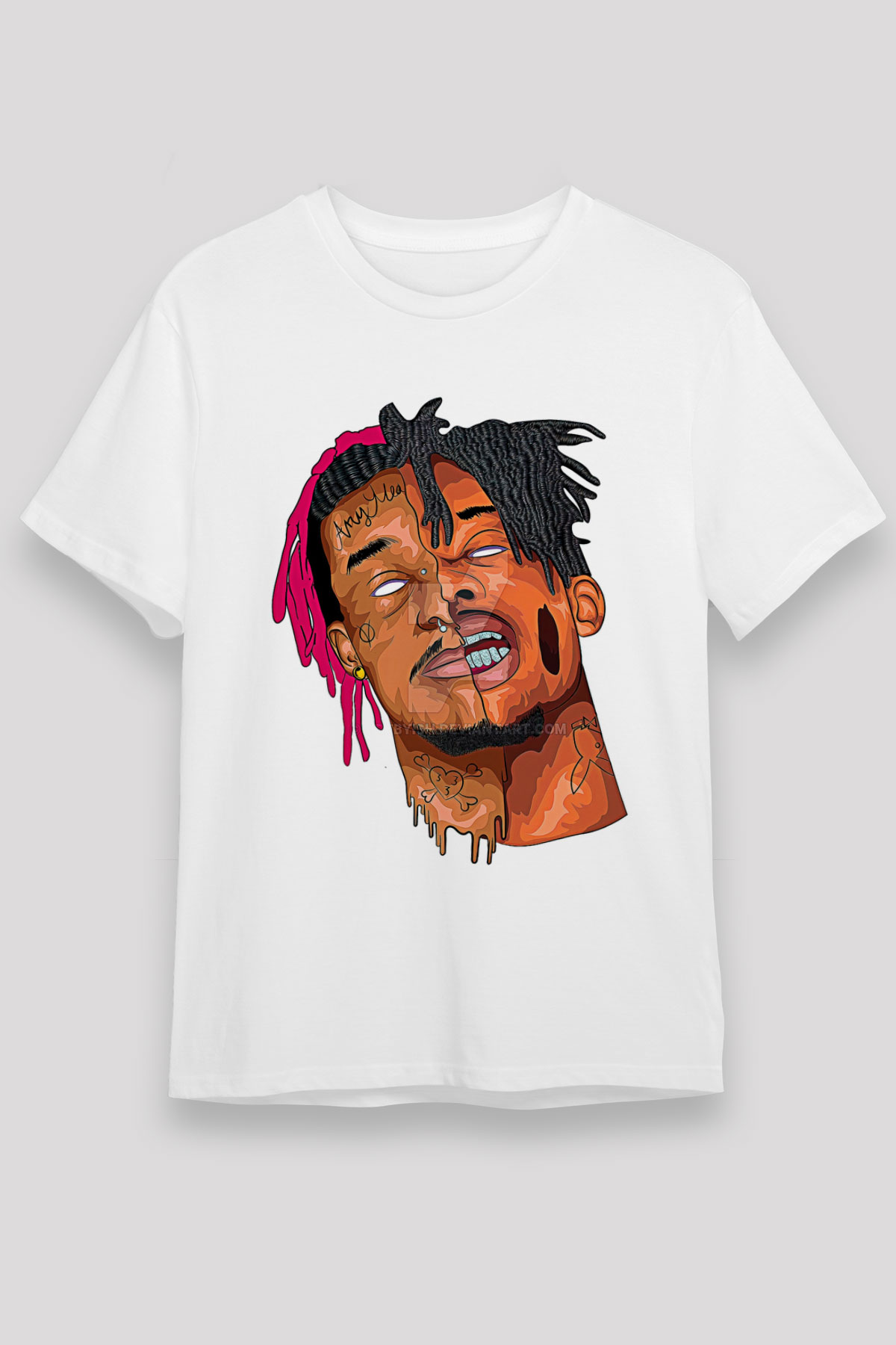 Playboi Carti Baskılı Unisex Beyaz Tişört - Tshirt
