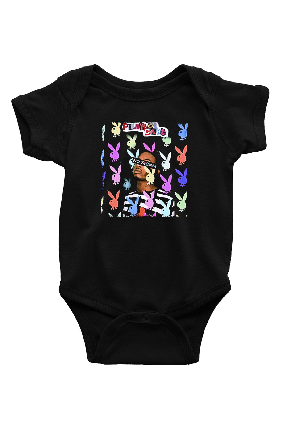 Playboi Carti Baskılı Unisex Siyah Bebek Body - Zıbın