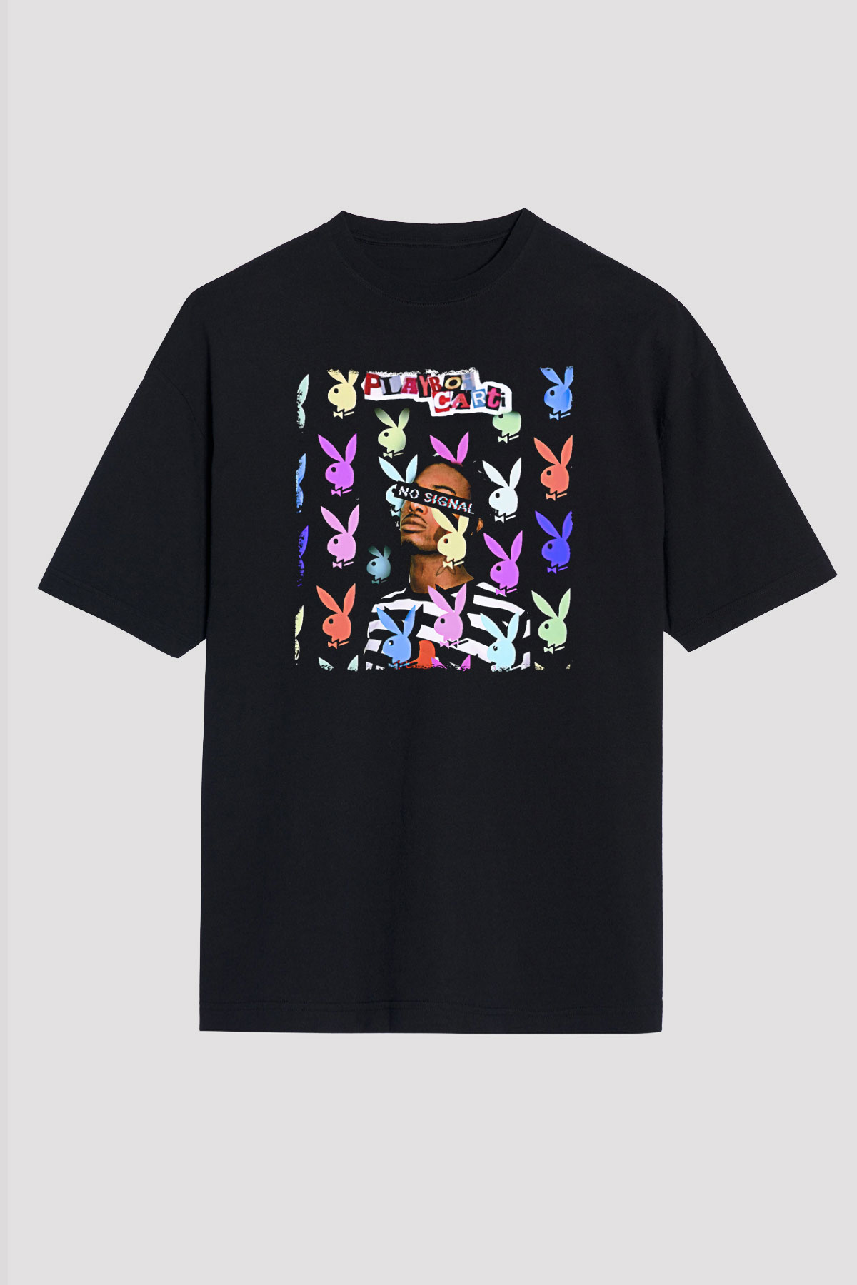 Playboi Carti Baskılı Unisex Siyah Oversize Tişört - Tshirt