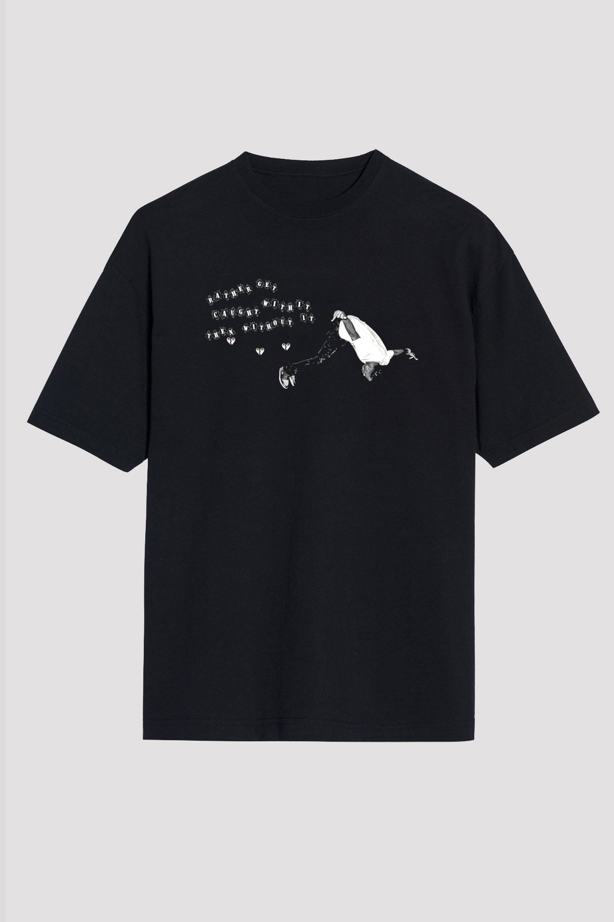 Playboi Carti Baskılı Unisex Siyah Oversize Tişört - Tshirt