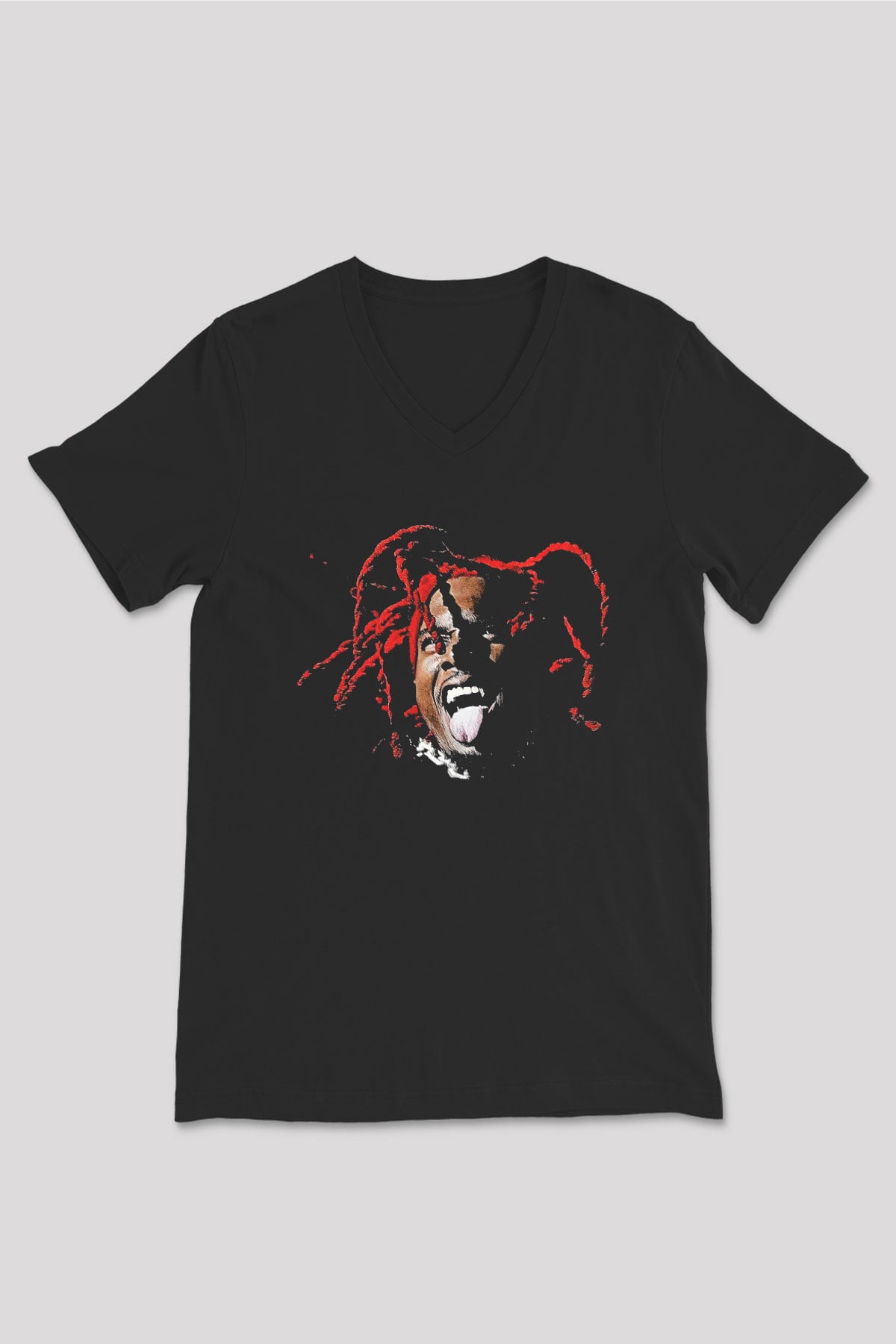 Playboi Carti Baskılı Unisex Siyah V Yaka Tişört - Tshirt