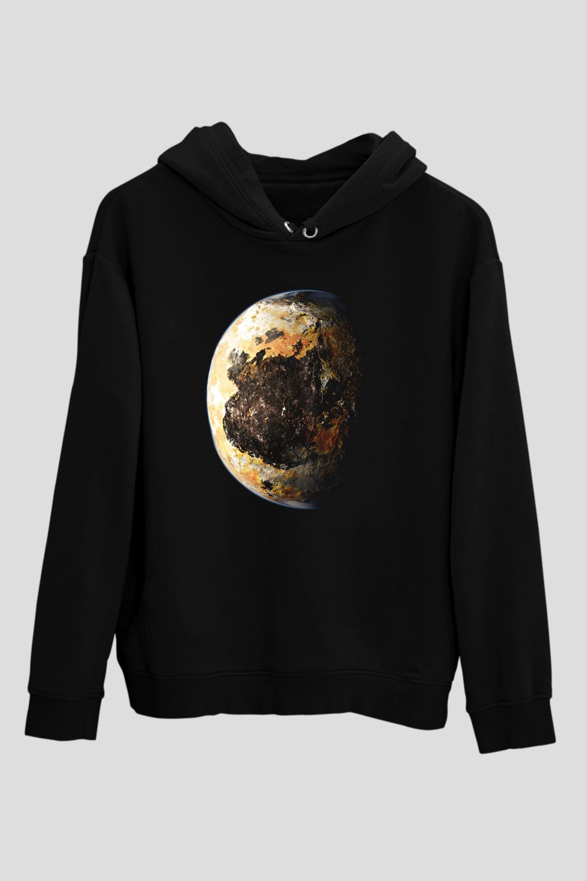 Plüton Siyah Unisex Hoodie