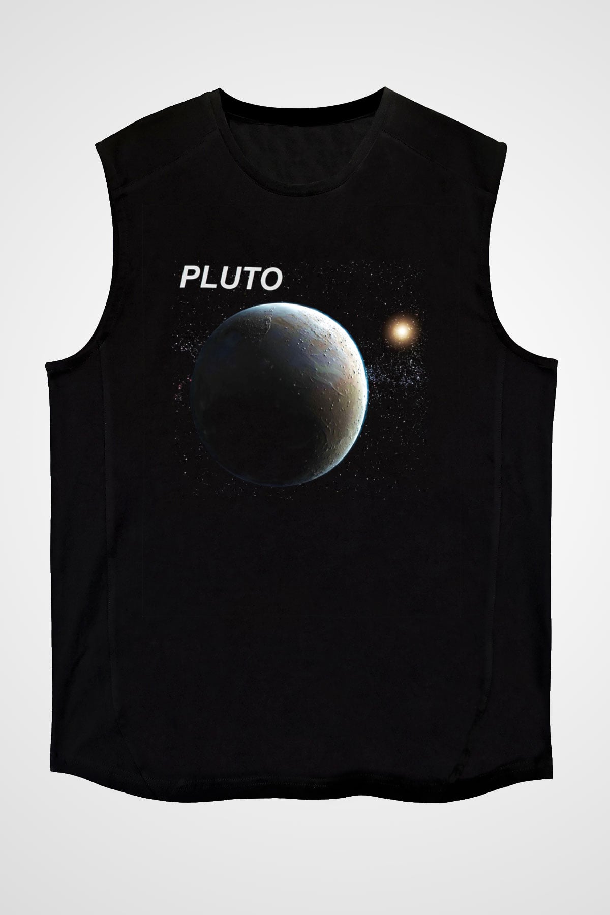 Plüton Siyah Unisex Kolsuz Tişört