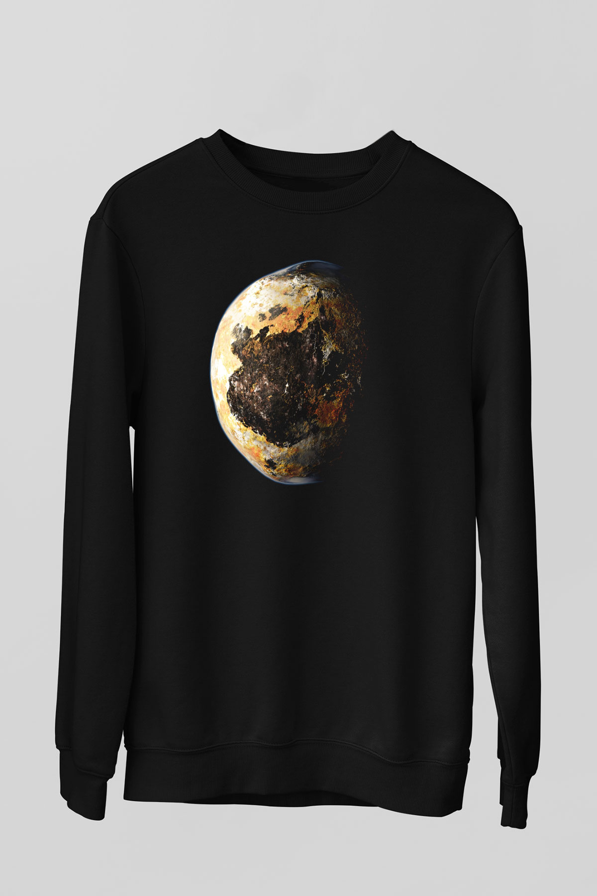 Plüton Siyah Unisex Sweatshirt