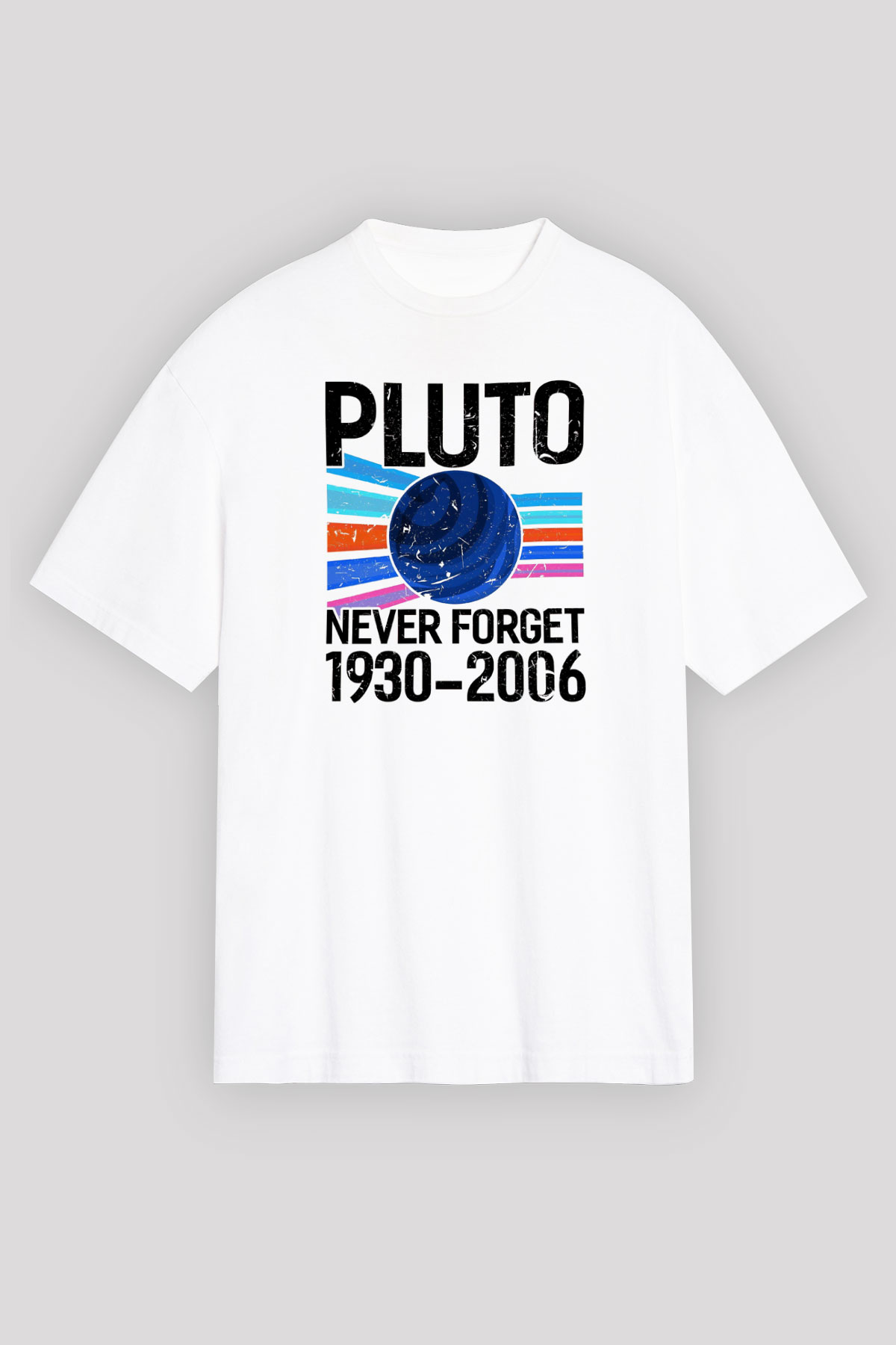 Plütonu Unutma Baskılı Unisex Oversize Beyaz Tişört - Tshirt
