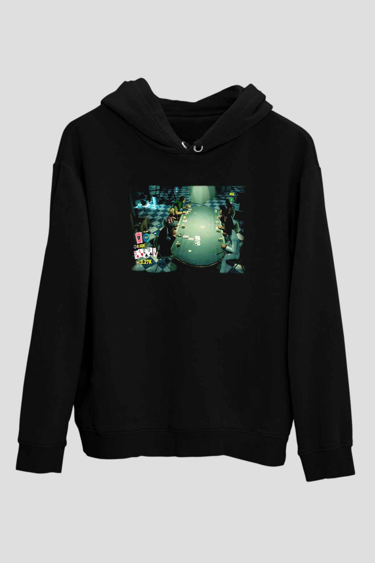 Poker Siyah Unisex Hoodie