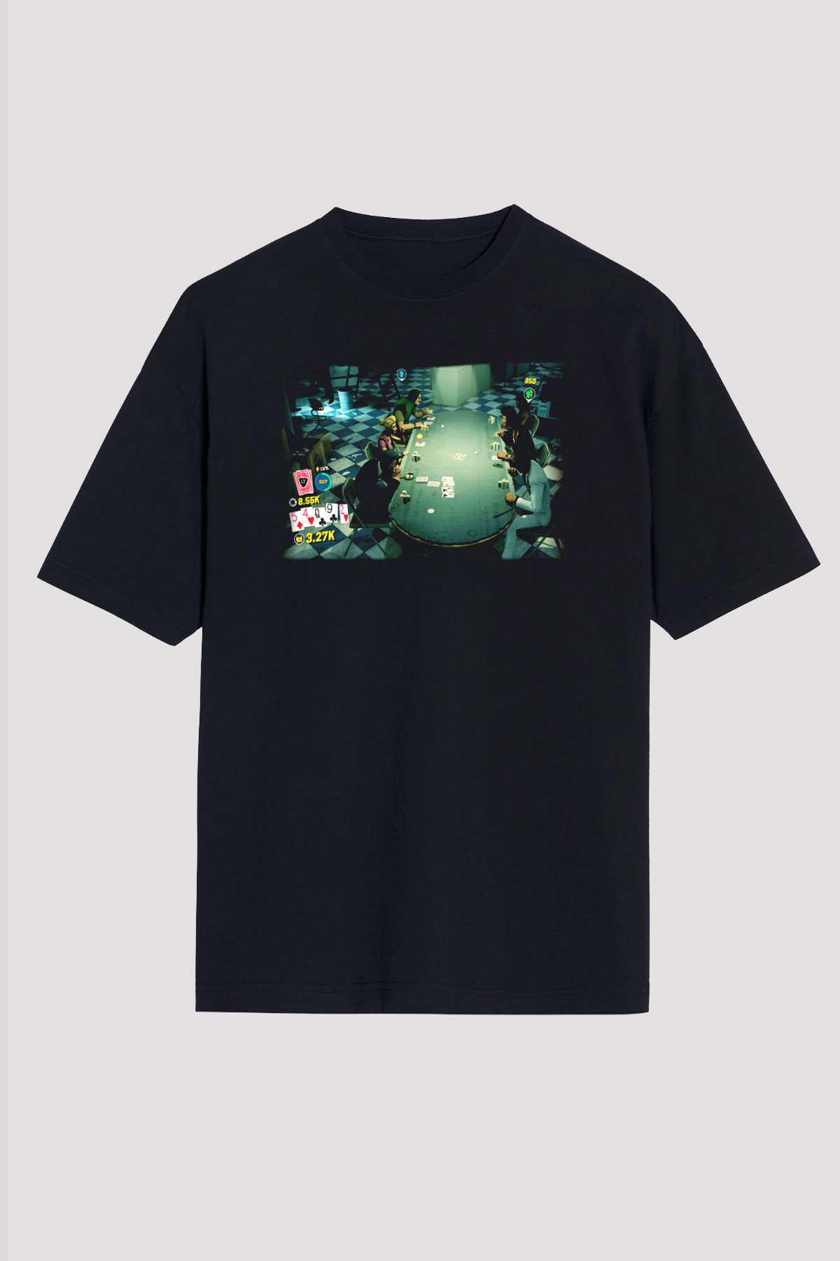 Poker Siyah Unisex Oversize Tişört T-Shirt