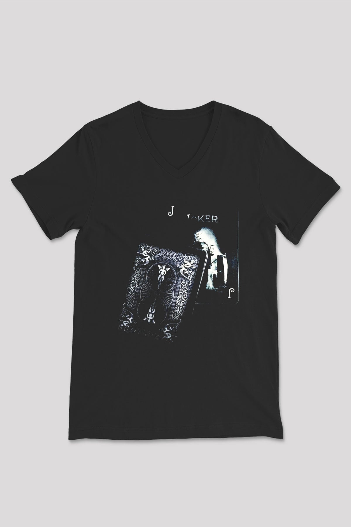 Poker Siyah Unisex V Yaka Tişört T-Shirt