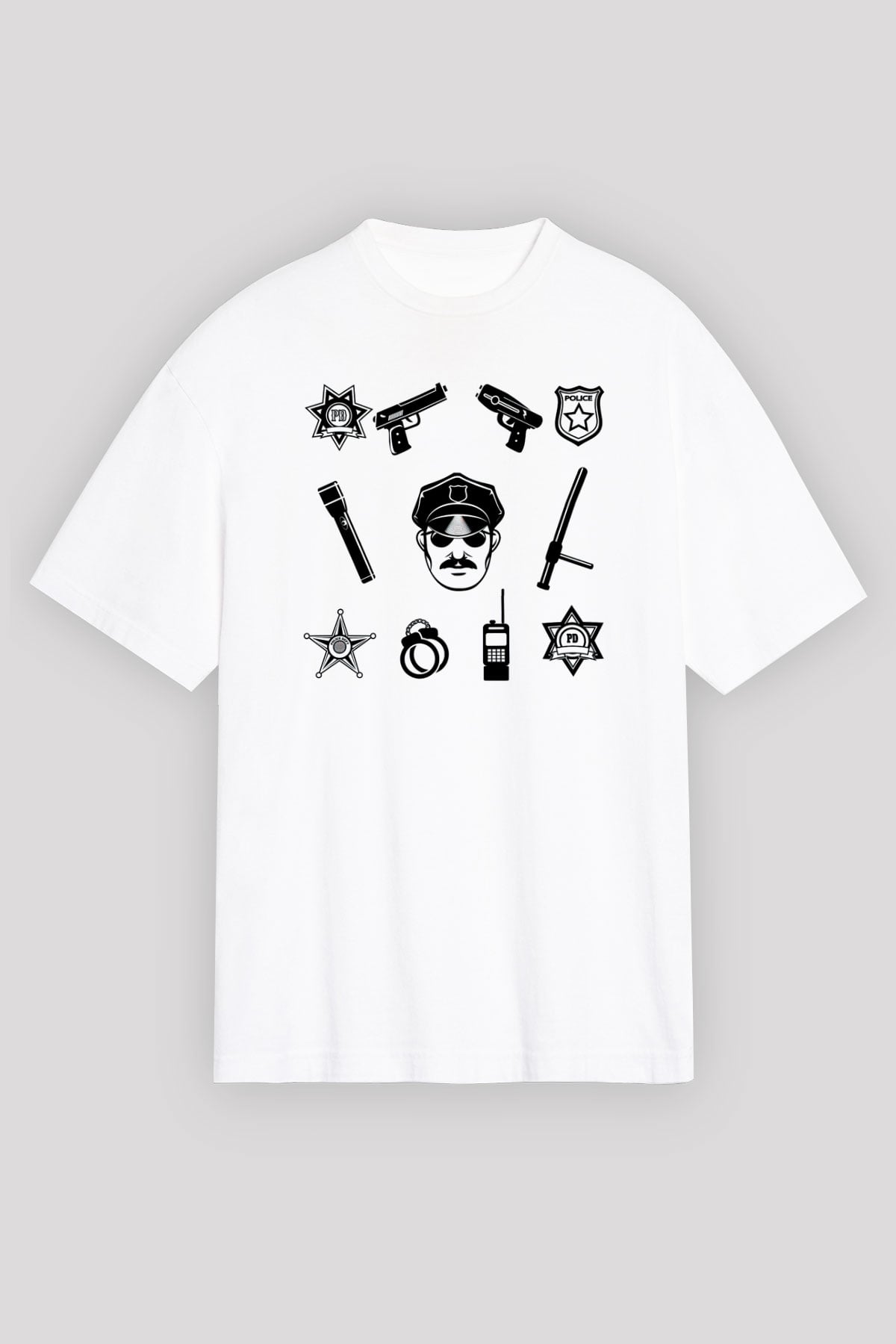 Polis Beyaz Unisex Tişört T-Shirt - TişörtFabrikası