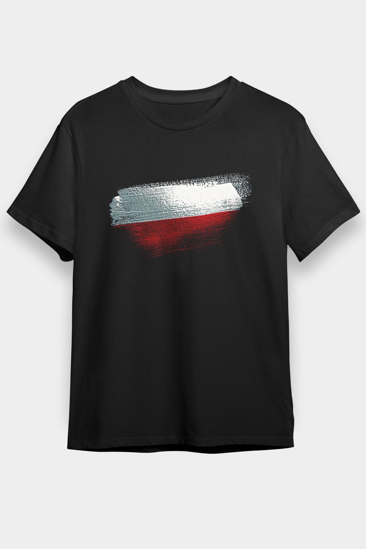Polonya - Poland Bayrağı Baskılı Unisex Siyah Tişört