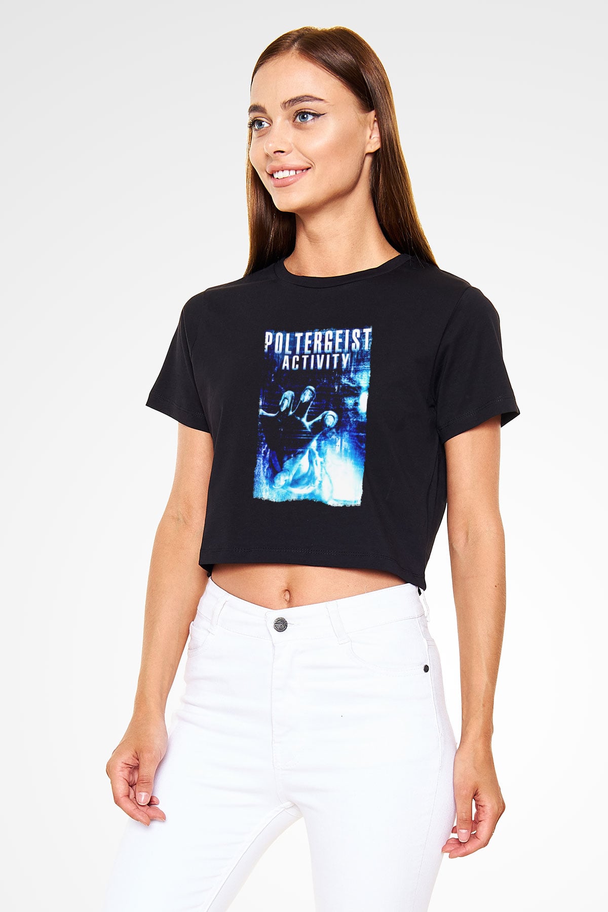 Poltergeist Siyah   Crop Top Tişört