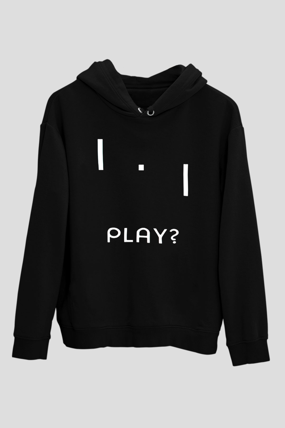 Pong Siyah Unisex Kapüşonlu Sweatshirt