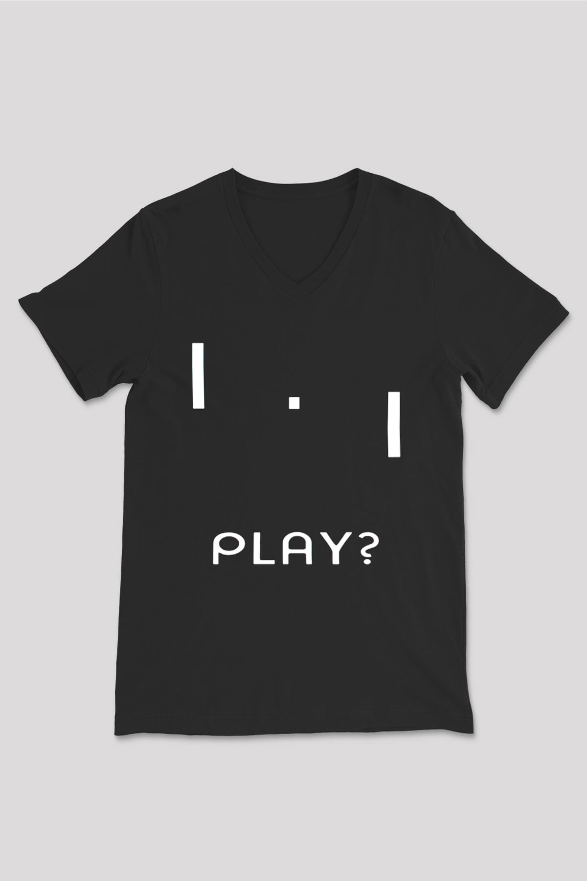 Pong Siyah Unisex V Yaka Tişört