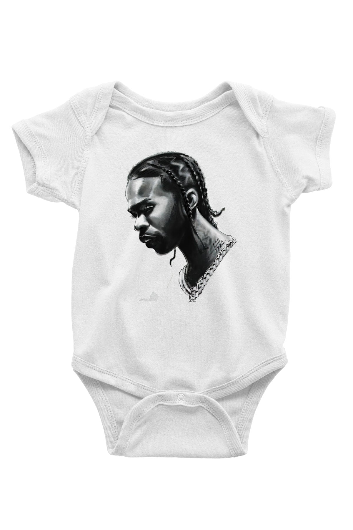 Pop Smoke Baskılı Beyaz Unisex Bebek Body - Zıbın