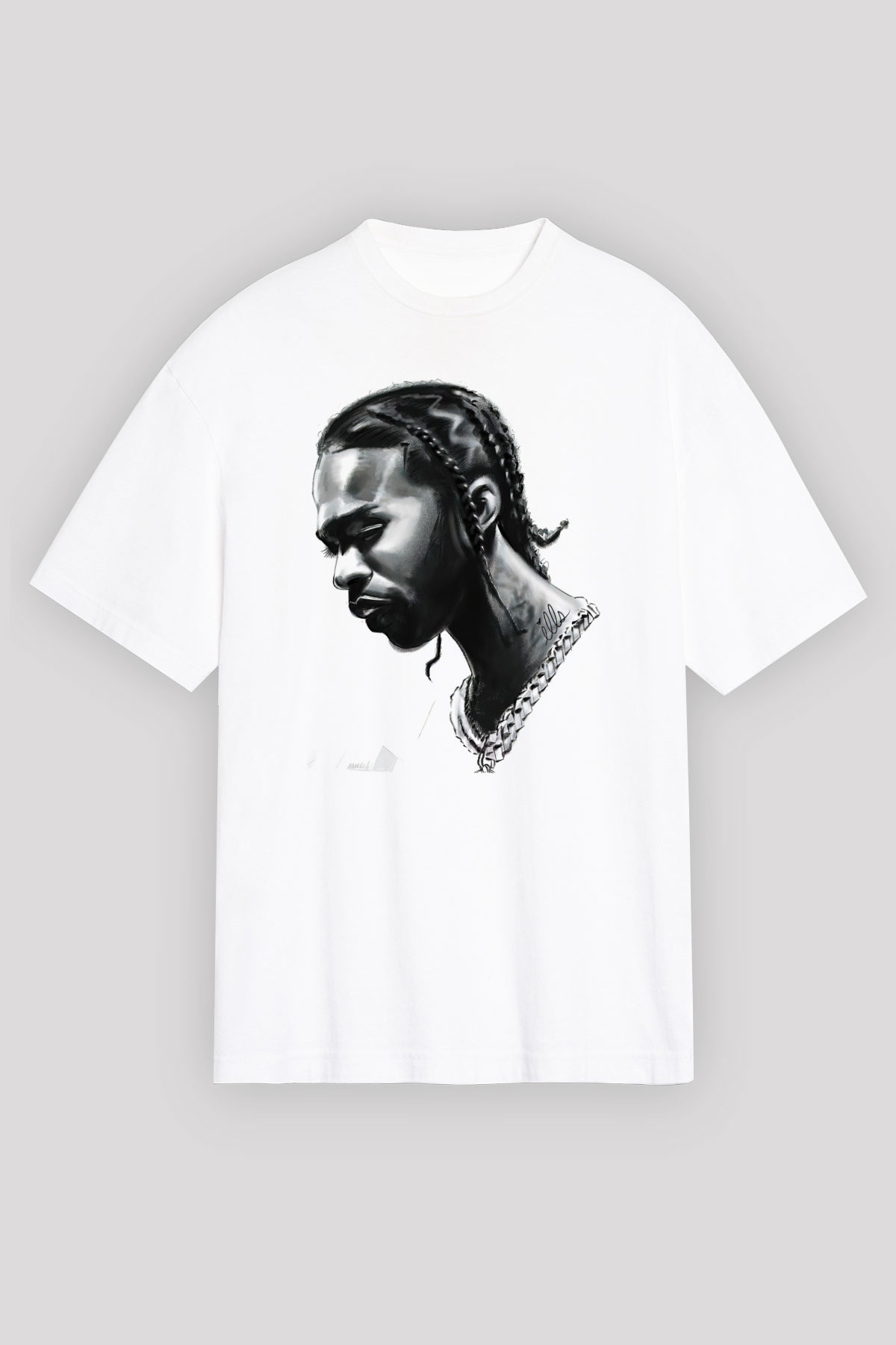 Pop Smoke Baskılı Beyaz Unisex Oversize Tişört - Tshirt