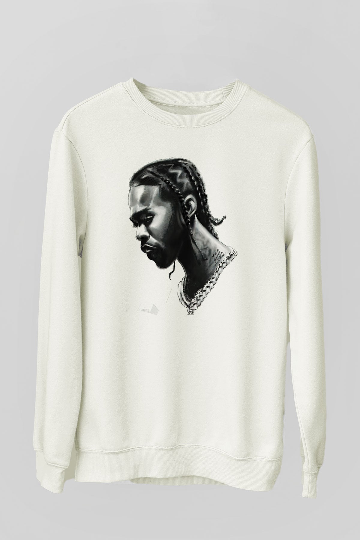 Pop Smoke Baskılı Beyaz Unisex Sweatshirt