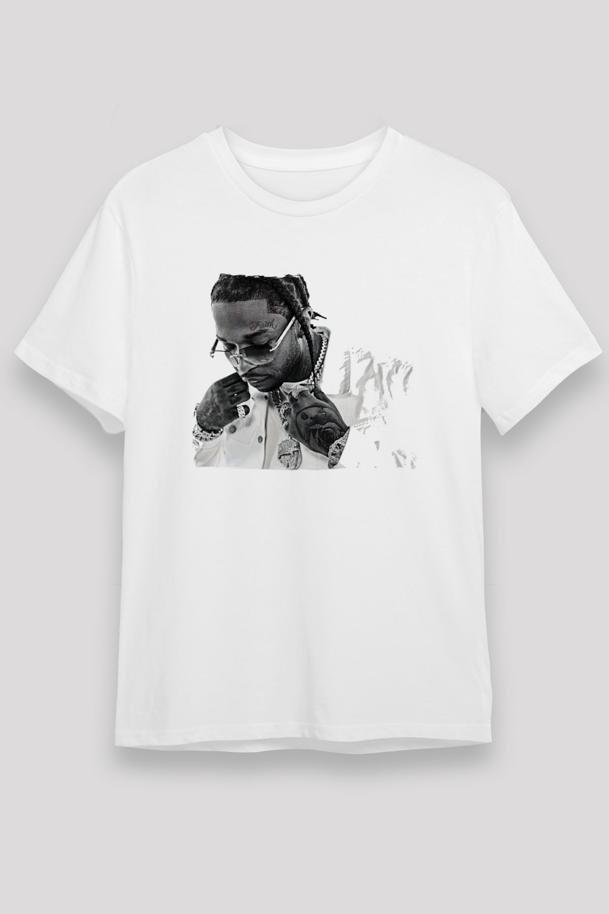 Pop Smoke Baskılı Unisex Beyaz Tişört - Tshirt